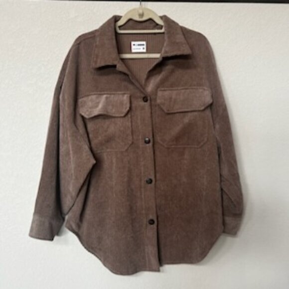 NWOT Vintage Taupe Brown Corduroy Suede Collared Fall Shaket Jacket Coat - Picture 2 of 11